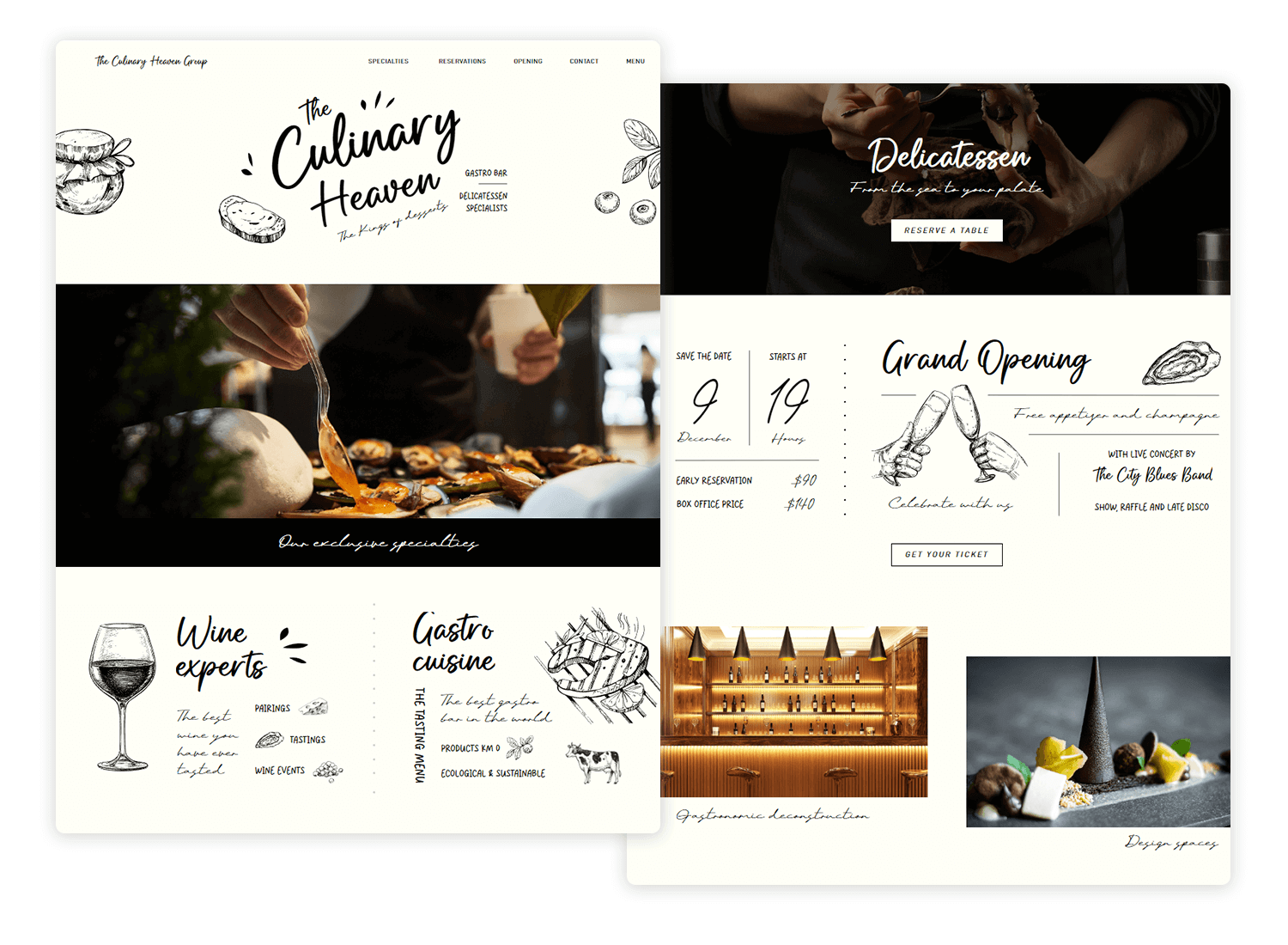 landing page design restaurant