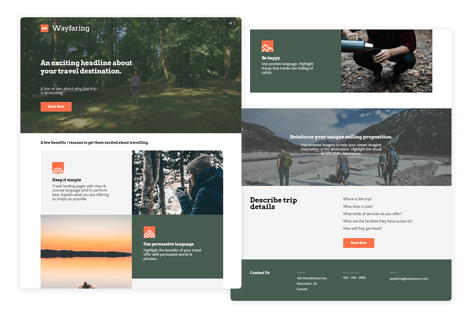 landing page design wayfaring