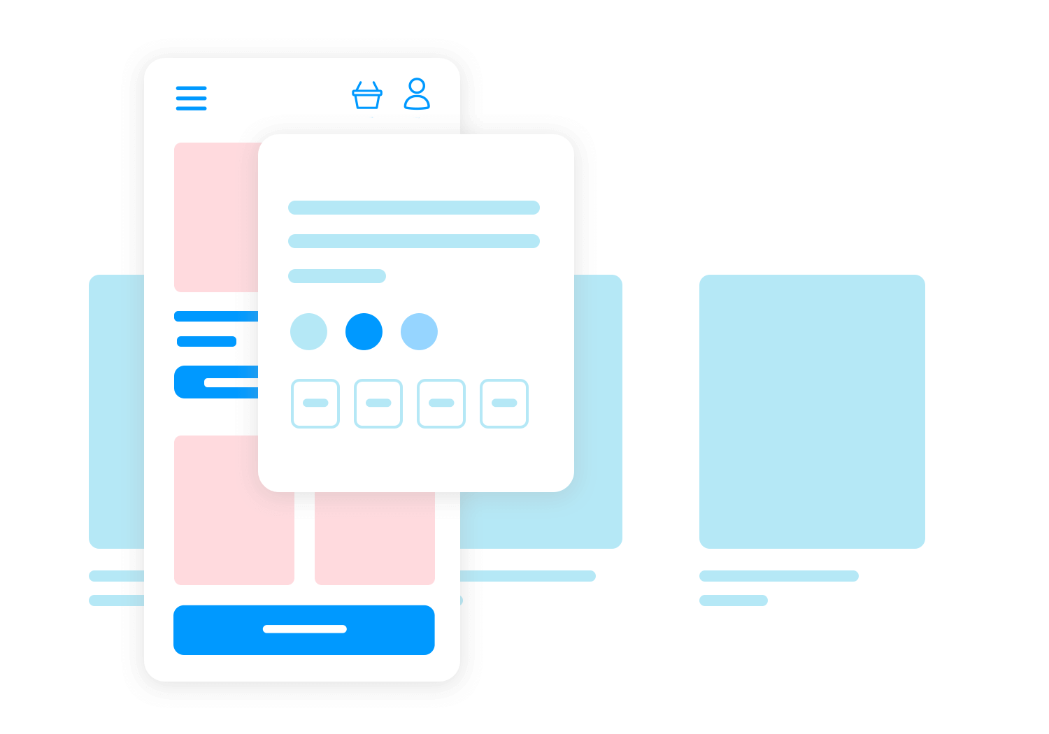 Overview of modal views in mobile navigation with UI elements and layout.