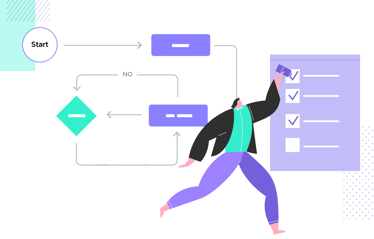 User completing tasks in a flow diagram, illustrating best practices for user flow diagrams.