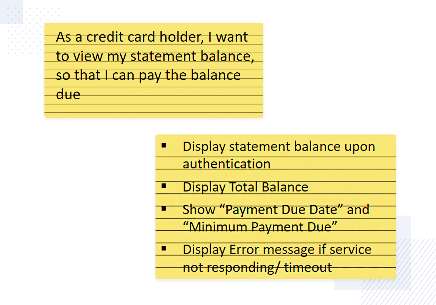 Banking app user story example