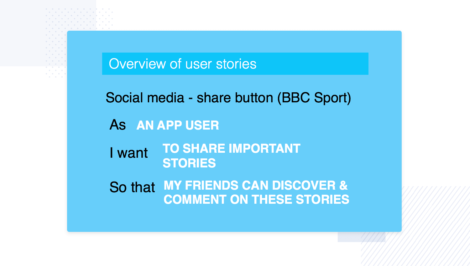 BBC Sport user story example