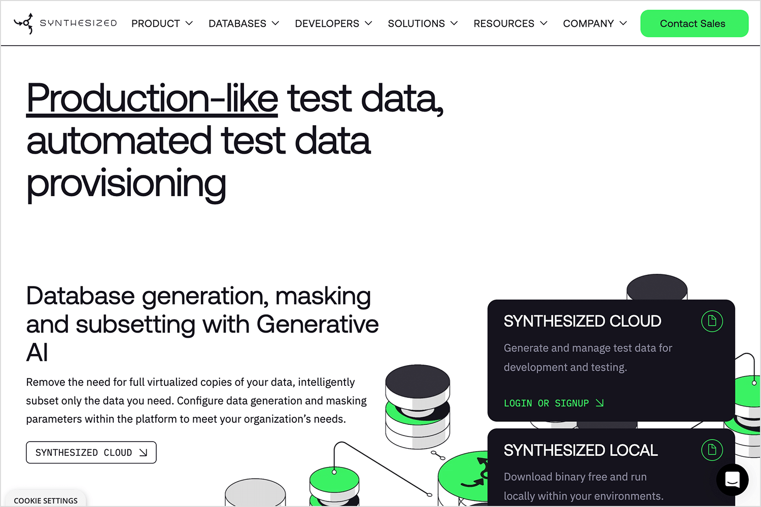Hero image showcasing Synthesized's database generation and AI solutions