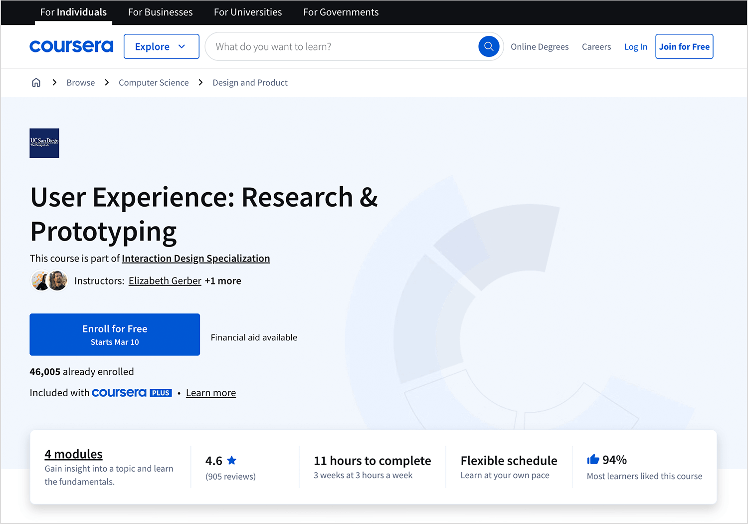 Coursera UX research and prototyping course.