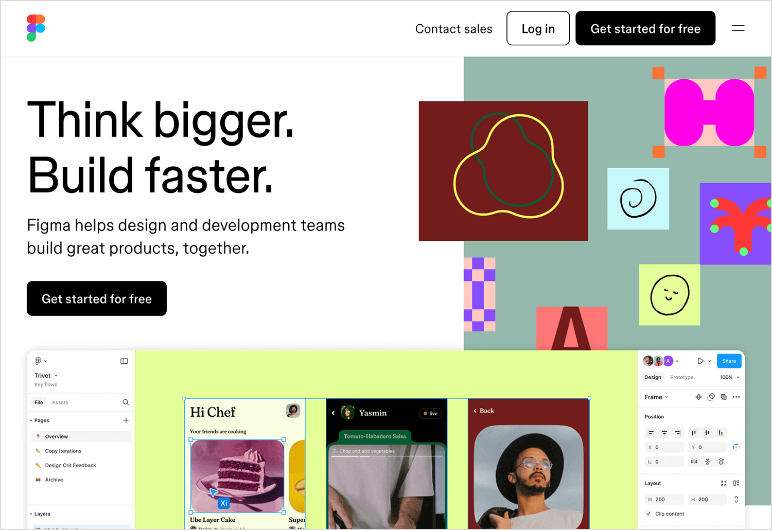 Figma design tool homepage showcasing collaborative UI/UX prototyping and development features.