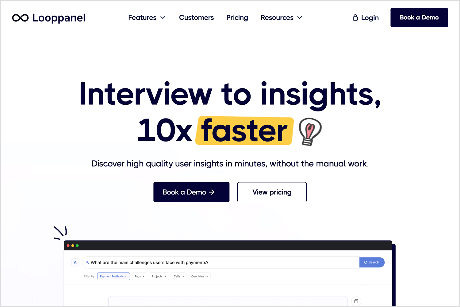 Looppanel UX research and interview analysis tool.