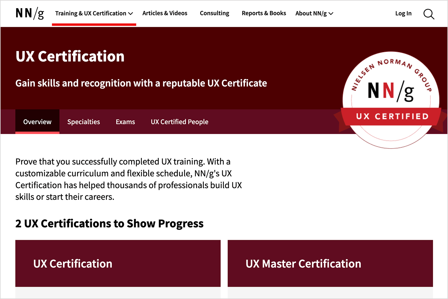 Nielsen Norman Group UX certification program.