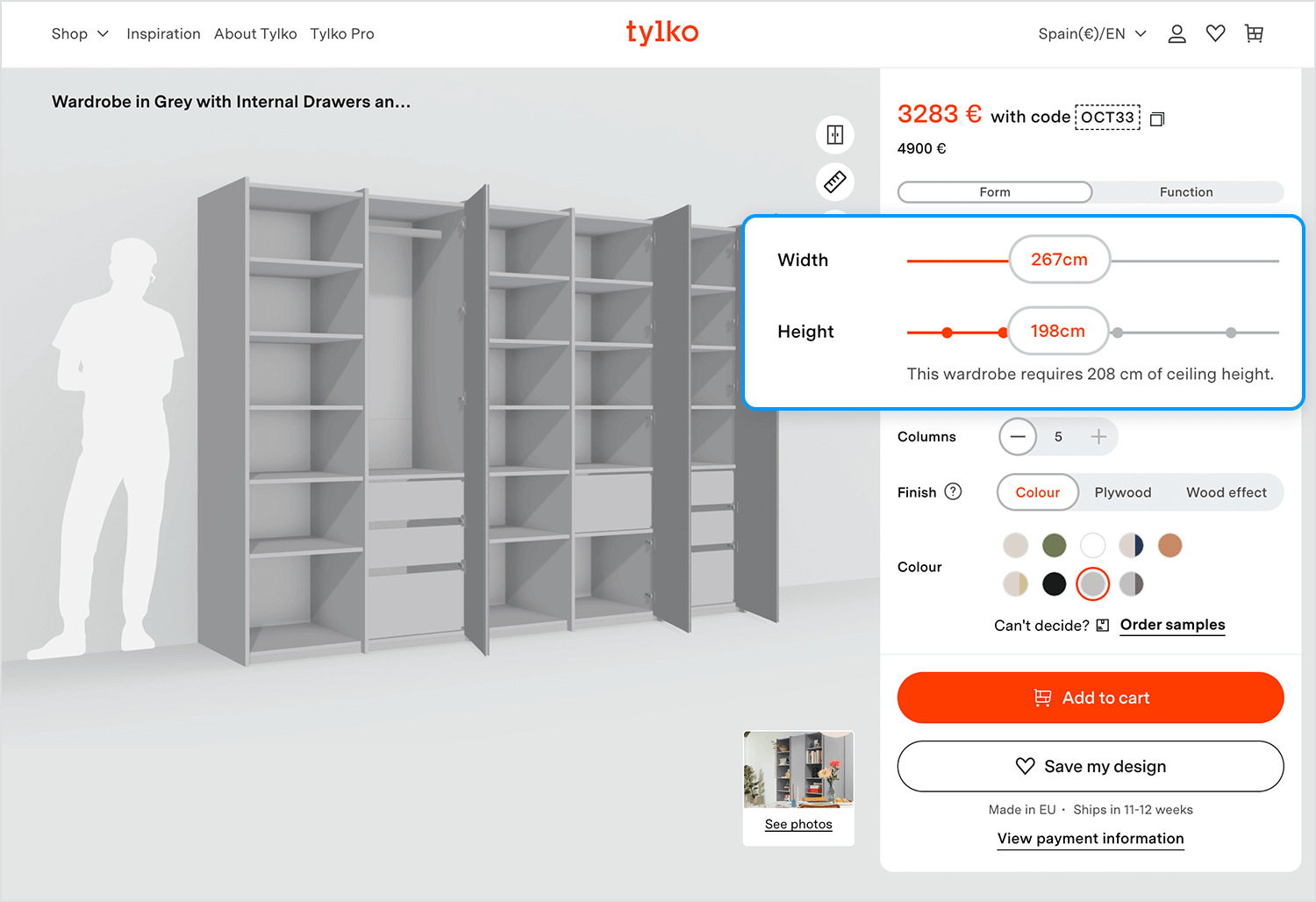 option visualizing slider example for UI design