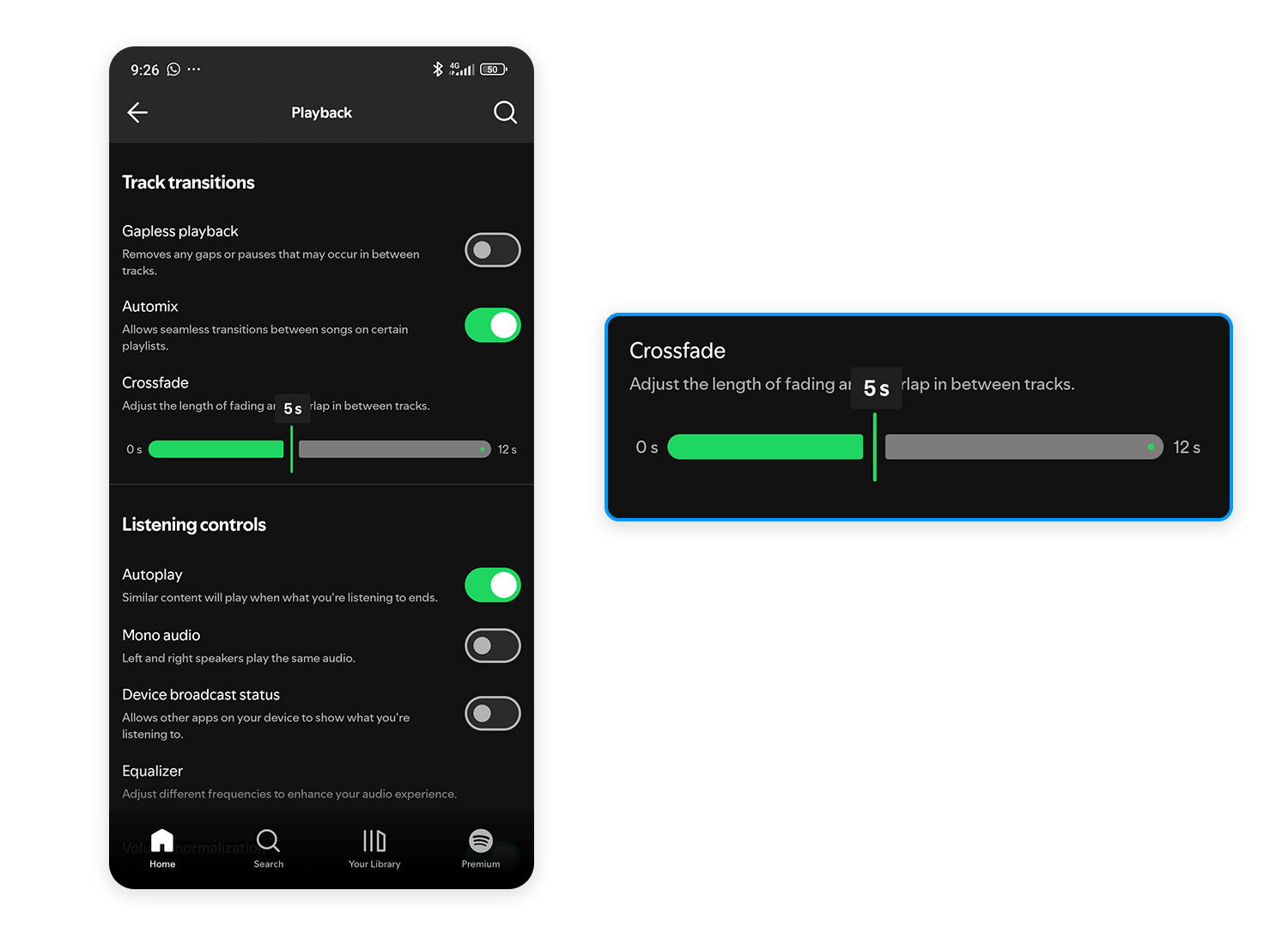 slider example from Spotify settings