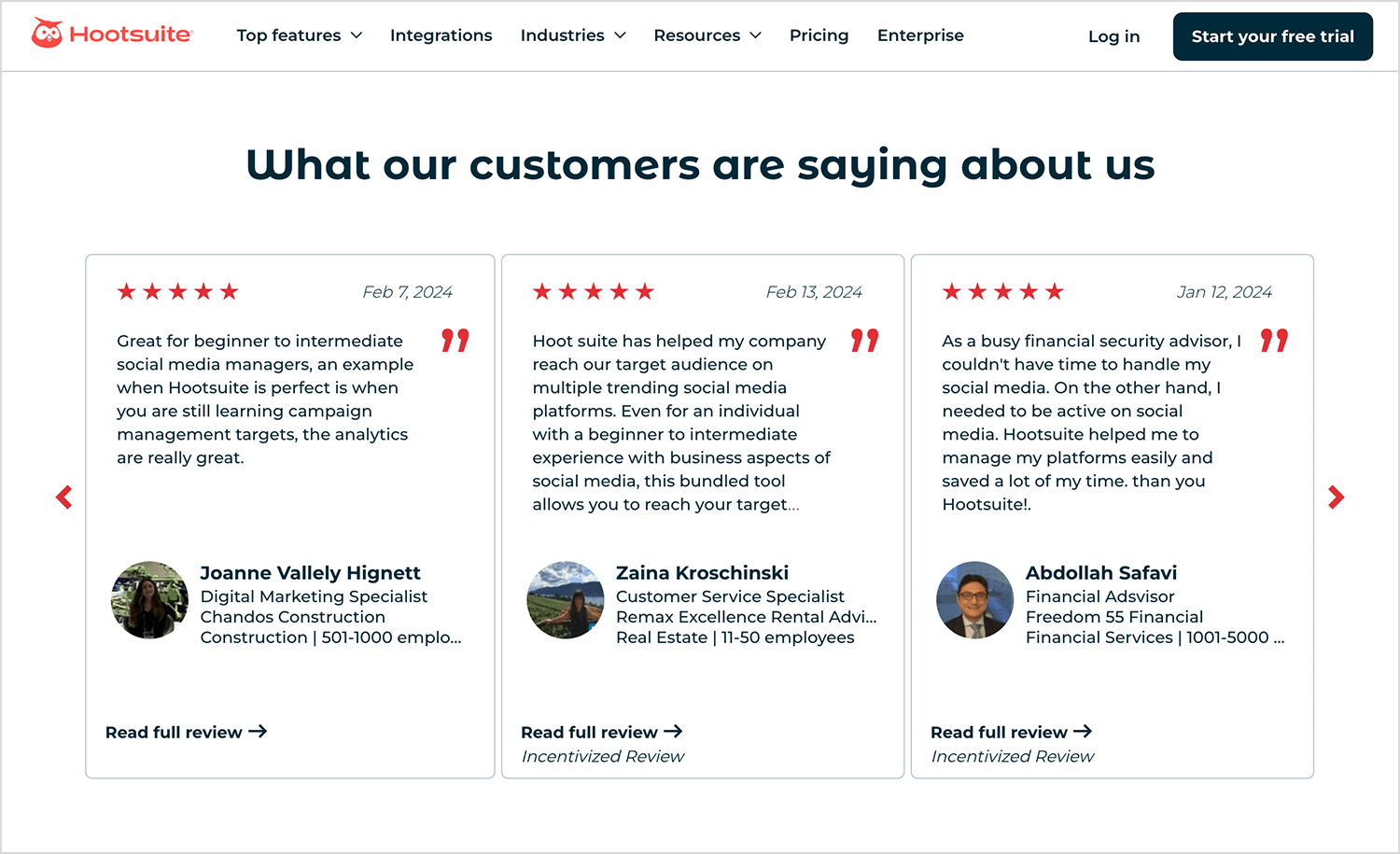 testimonial design examples hootsuite