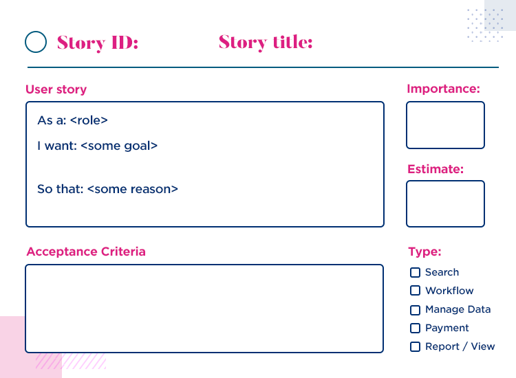 Example of a user story