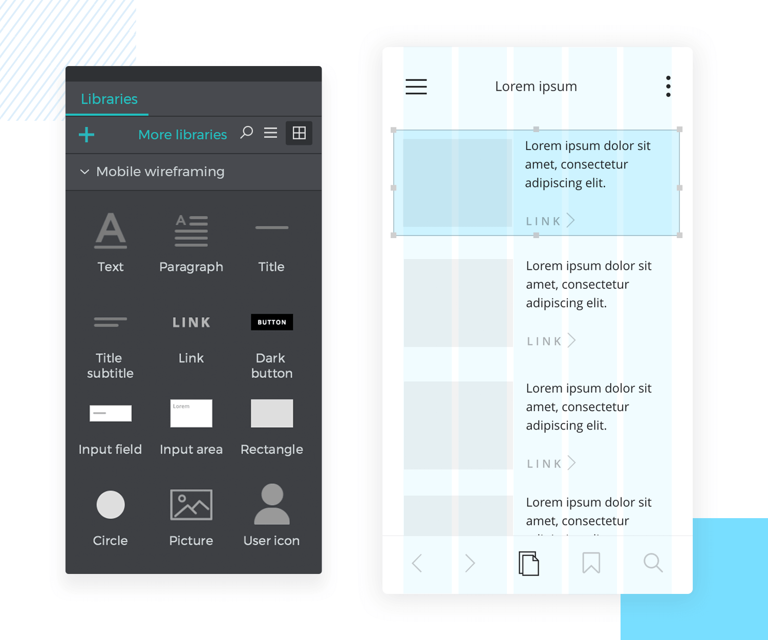visual design in wireframes, creating layout