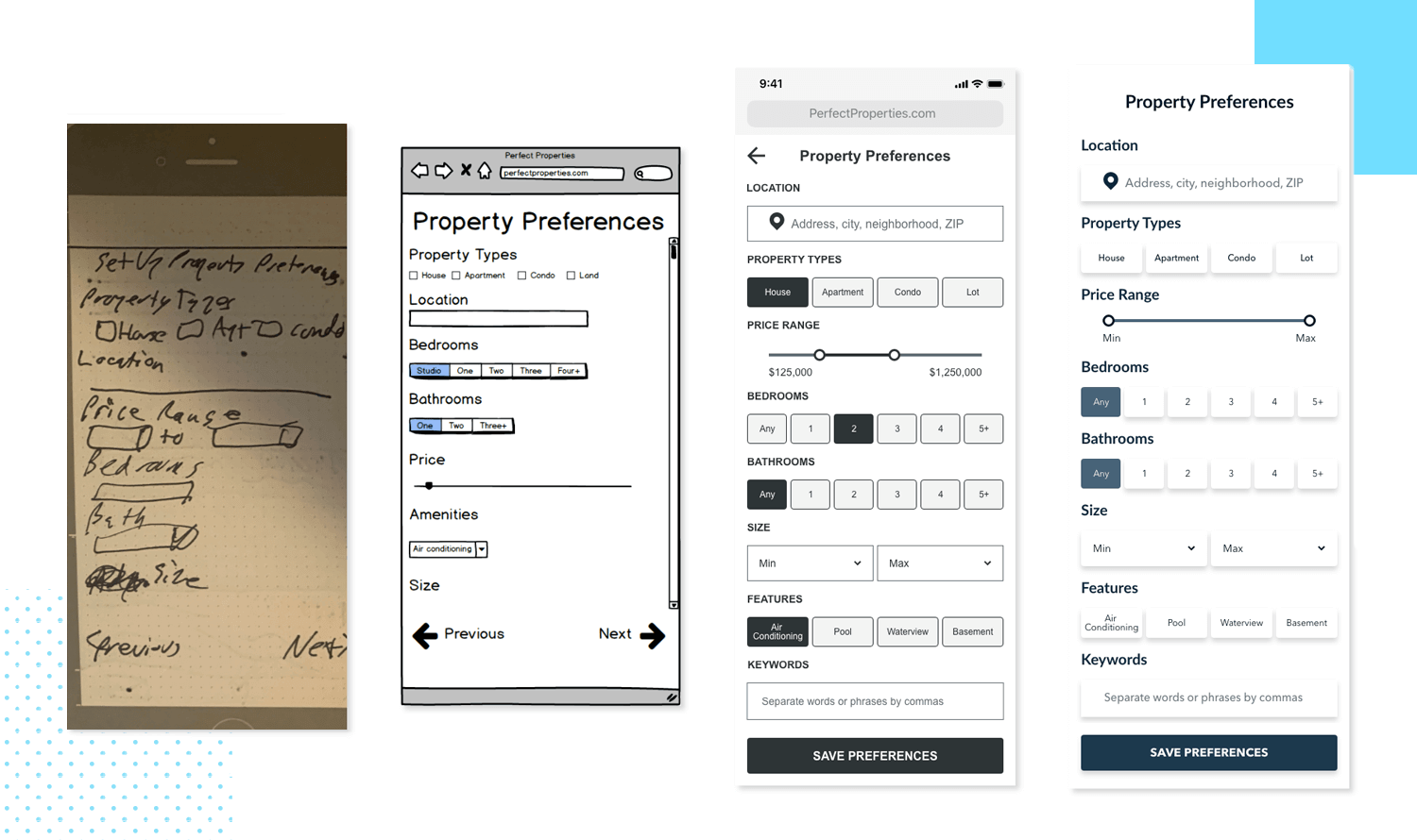 real estate app wireframe example
