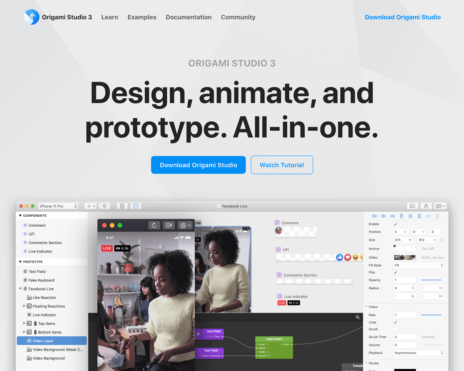 Best interaction design tools - Origami Studio