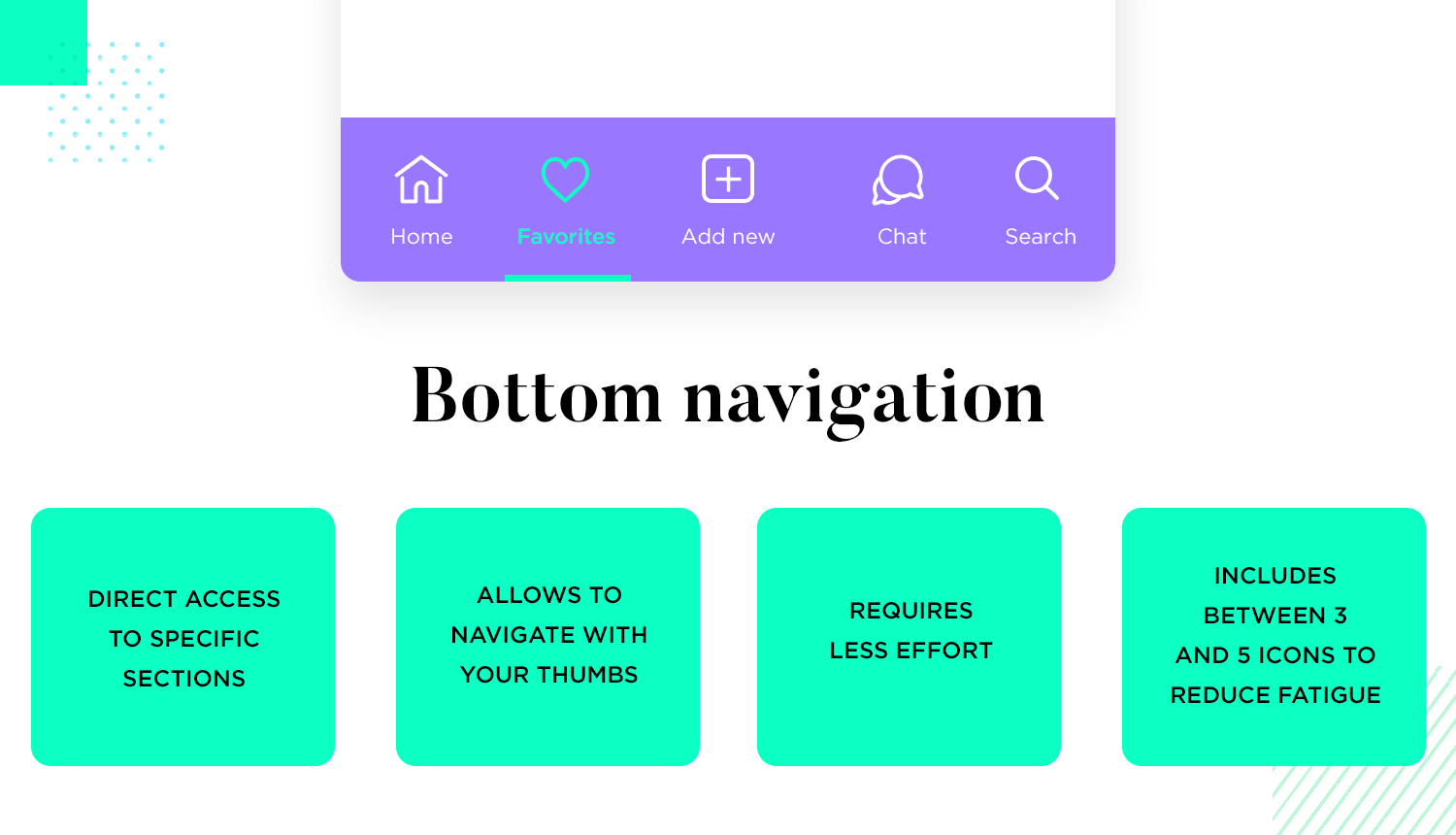 bottom navigation bar for mobile apps