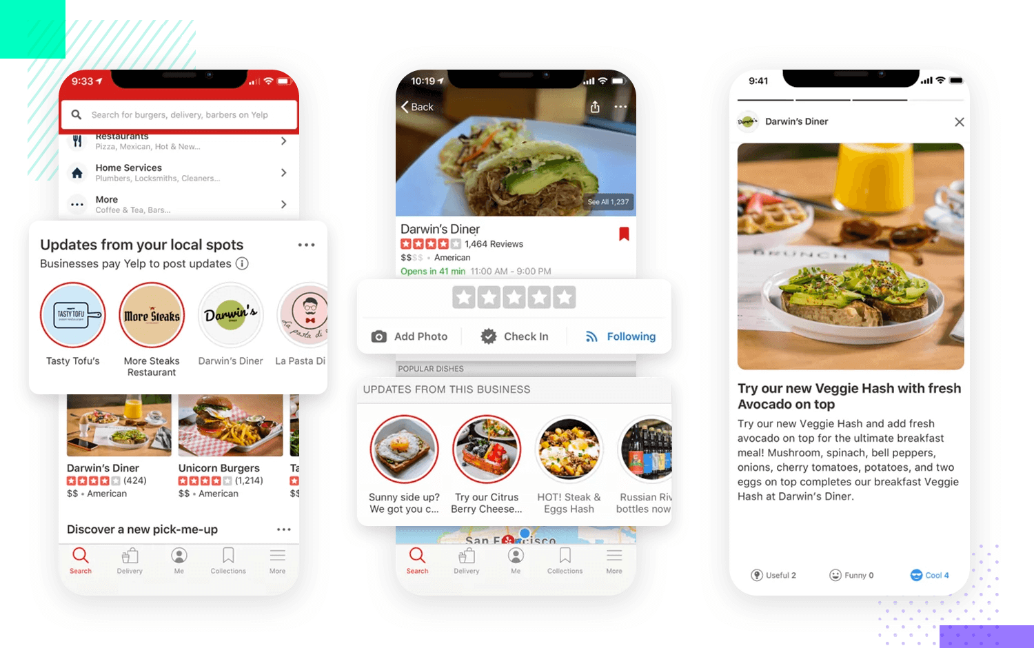 example from yelp of navigation hub