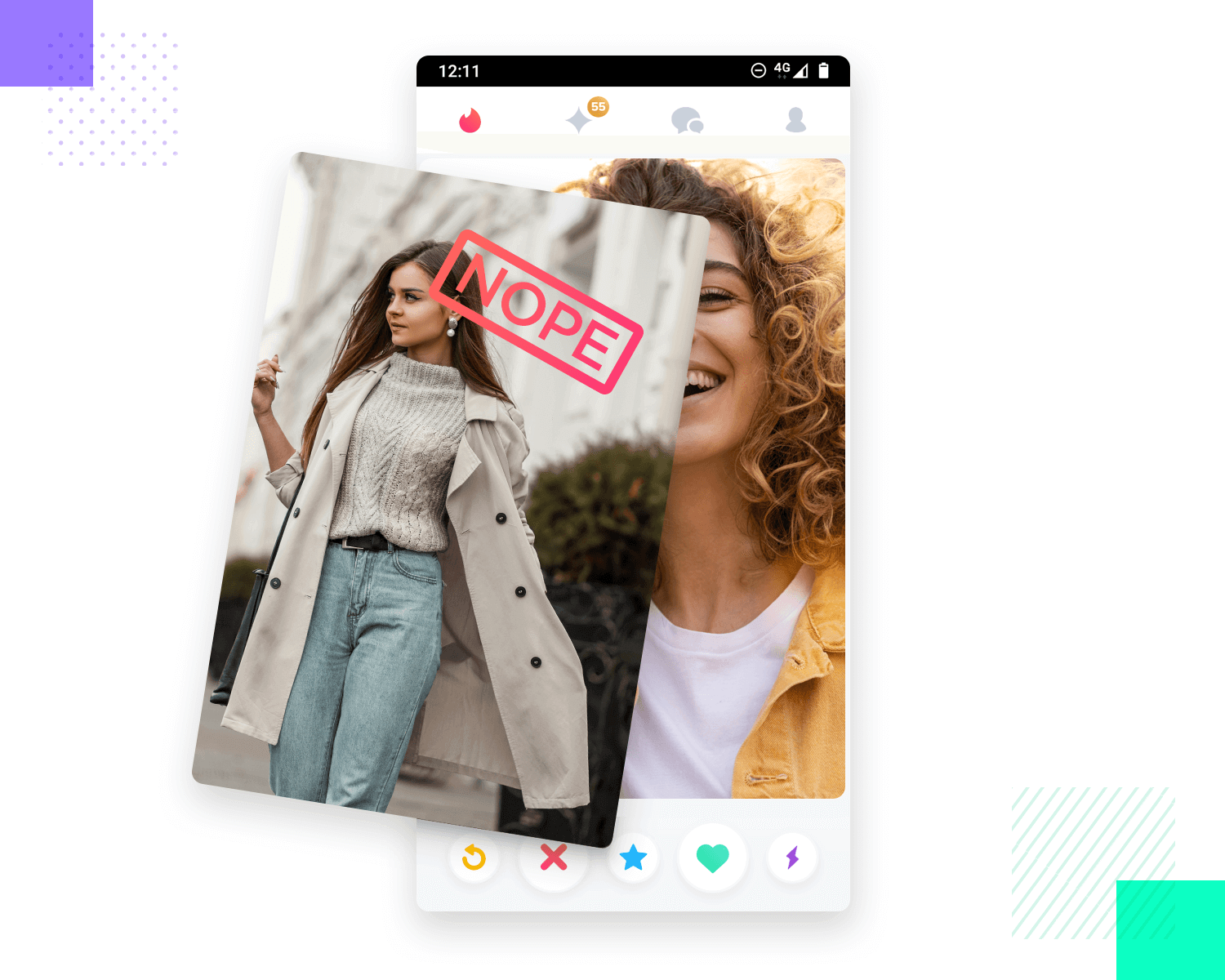 example of gesture-based navigation from tinder