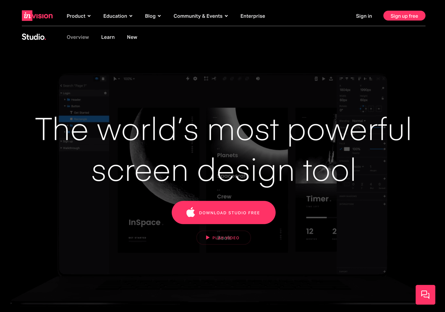 UX design tools - InVision Studio