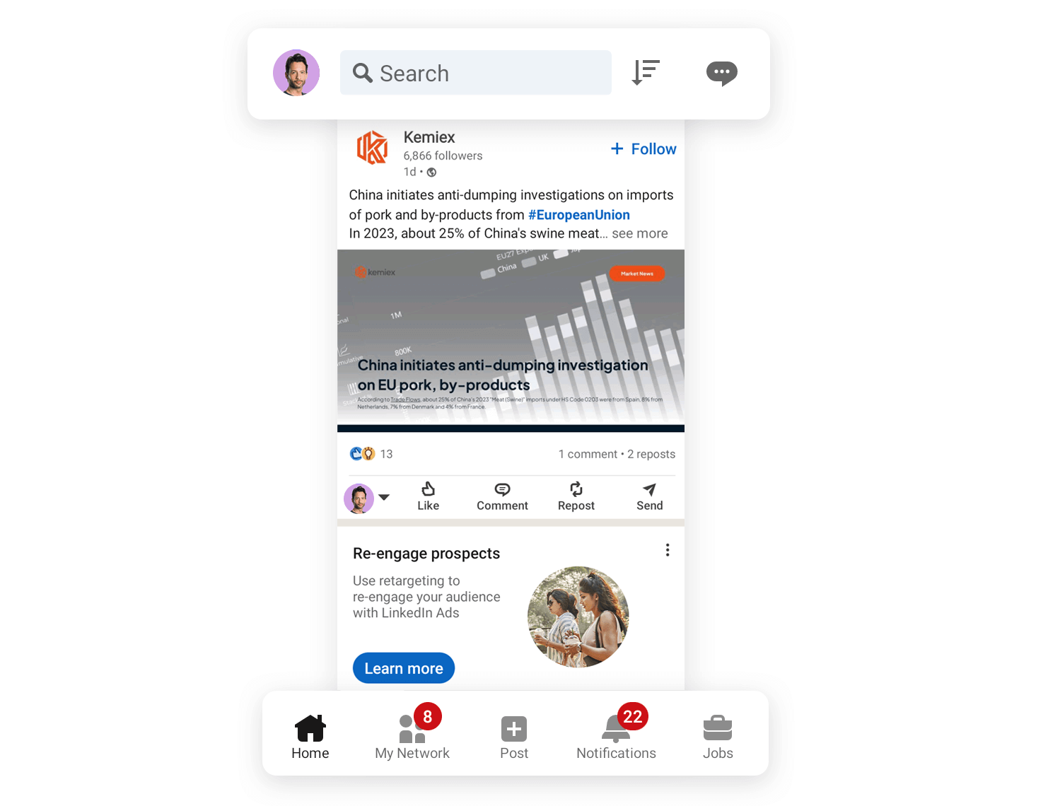 mobile app navigation example linkedin