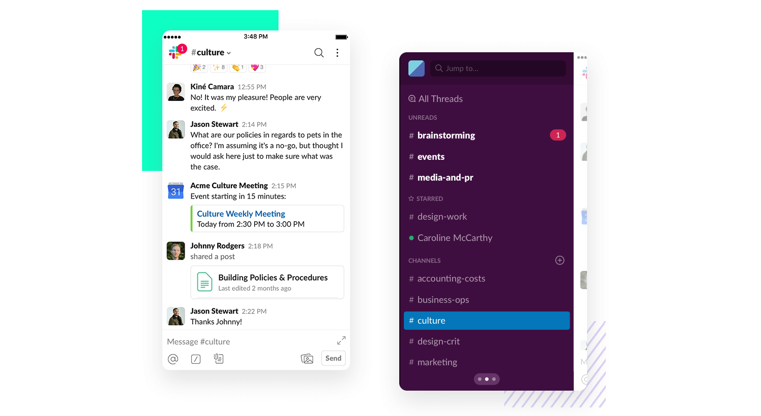 mobile app navigation example slack