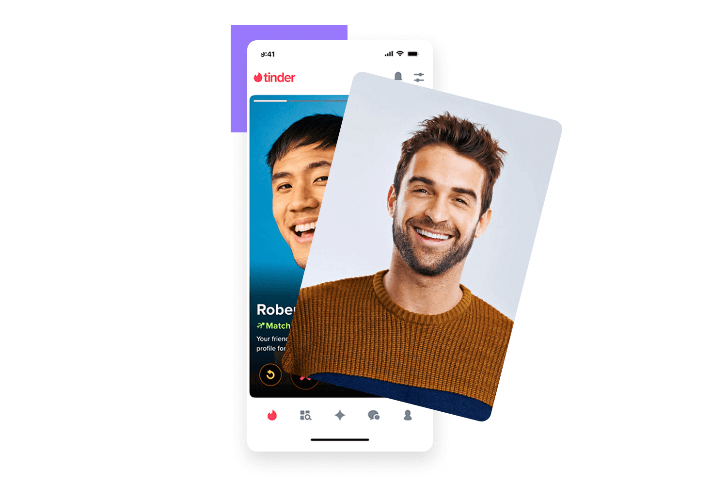 example of gesture navigation on tinder mobile app