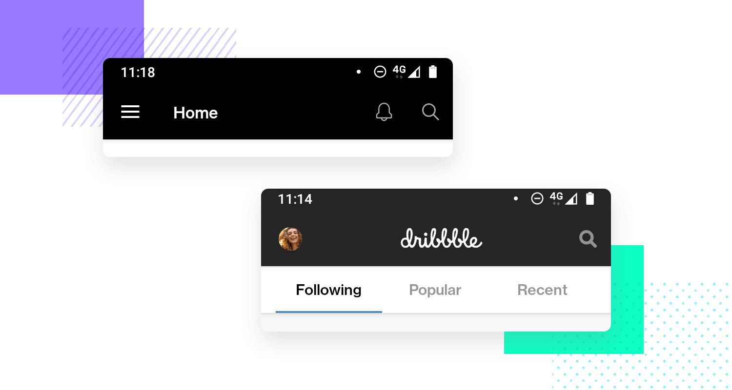 top navigation bar for mobile apps