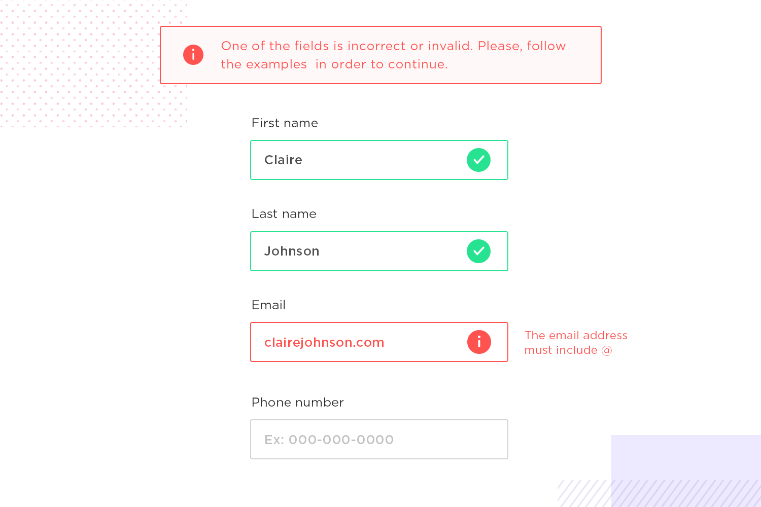 UX principles - example of an error tolerant form