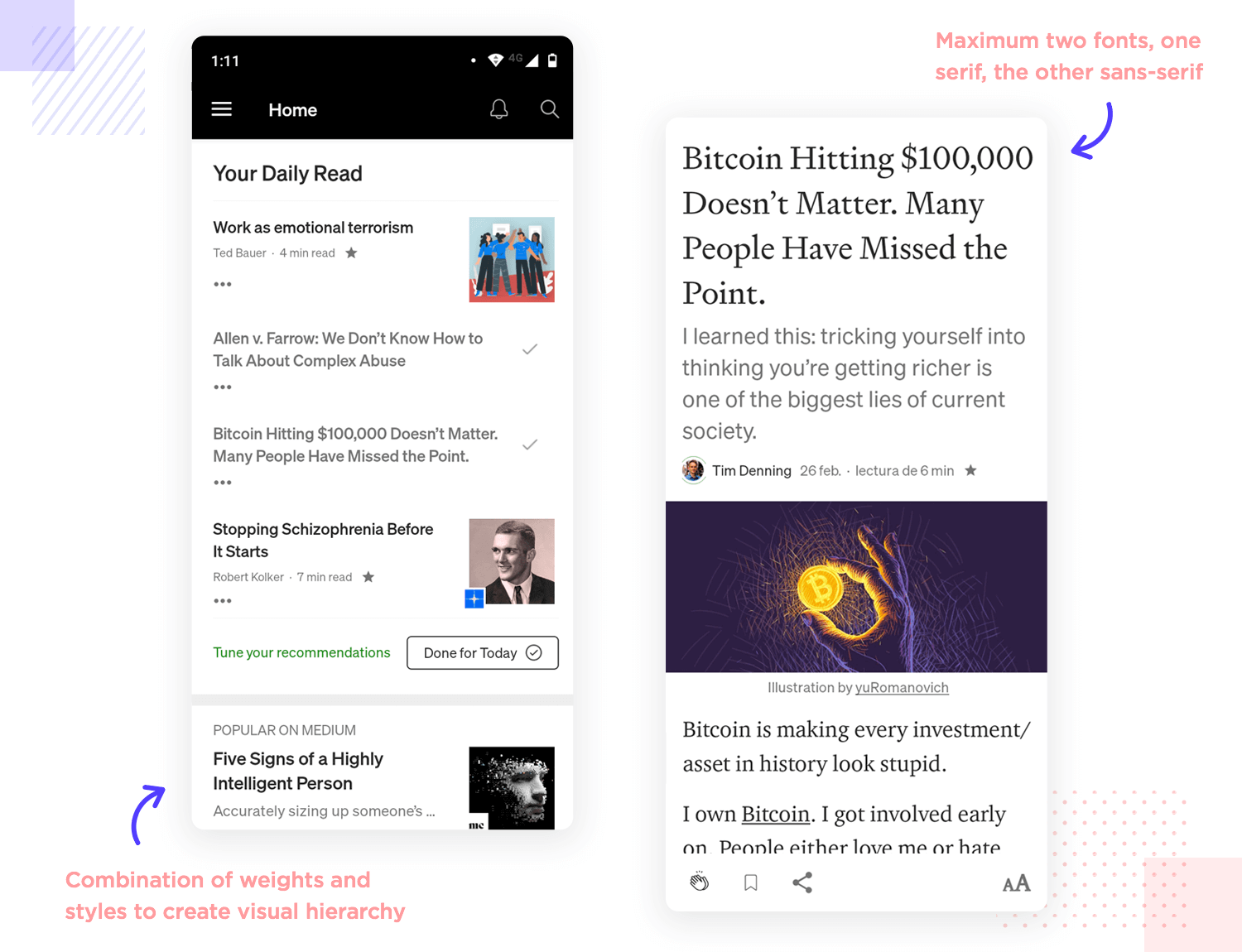 UX principles - legible fonts with personality and functionality