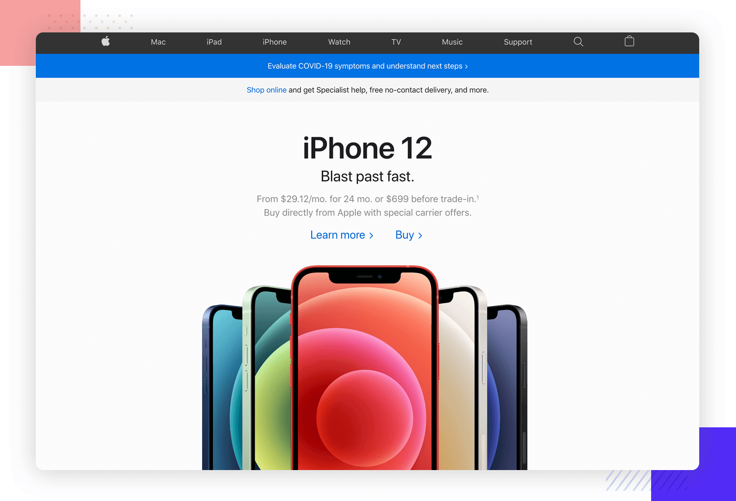 UX principles - Apple website homepage showing relevant content