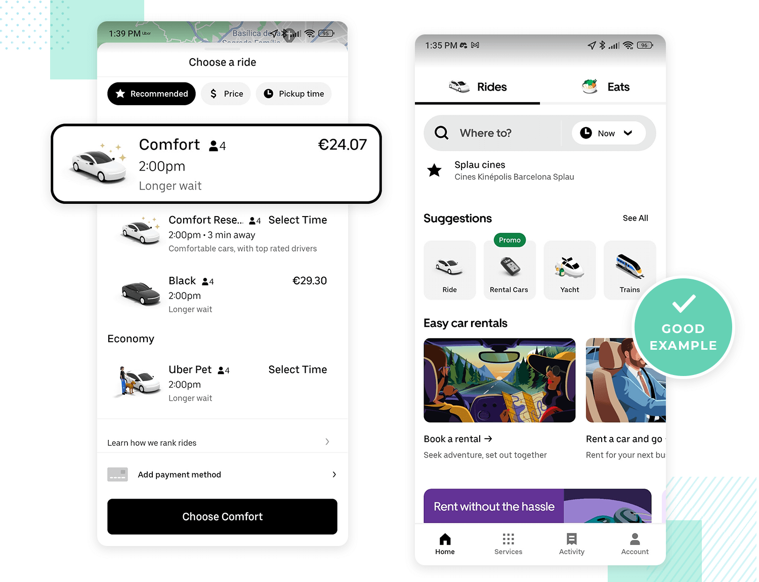 Uber app showing a user-friendly interface for quick ride booking