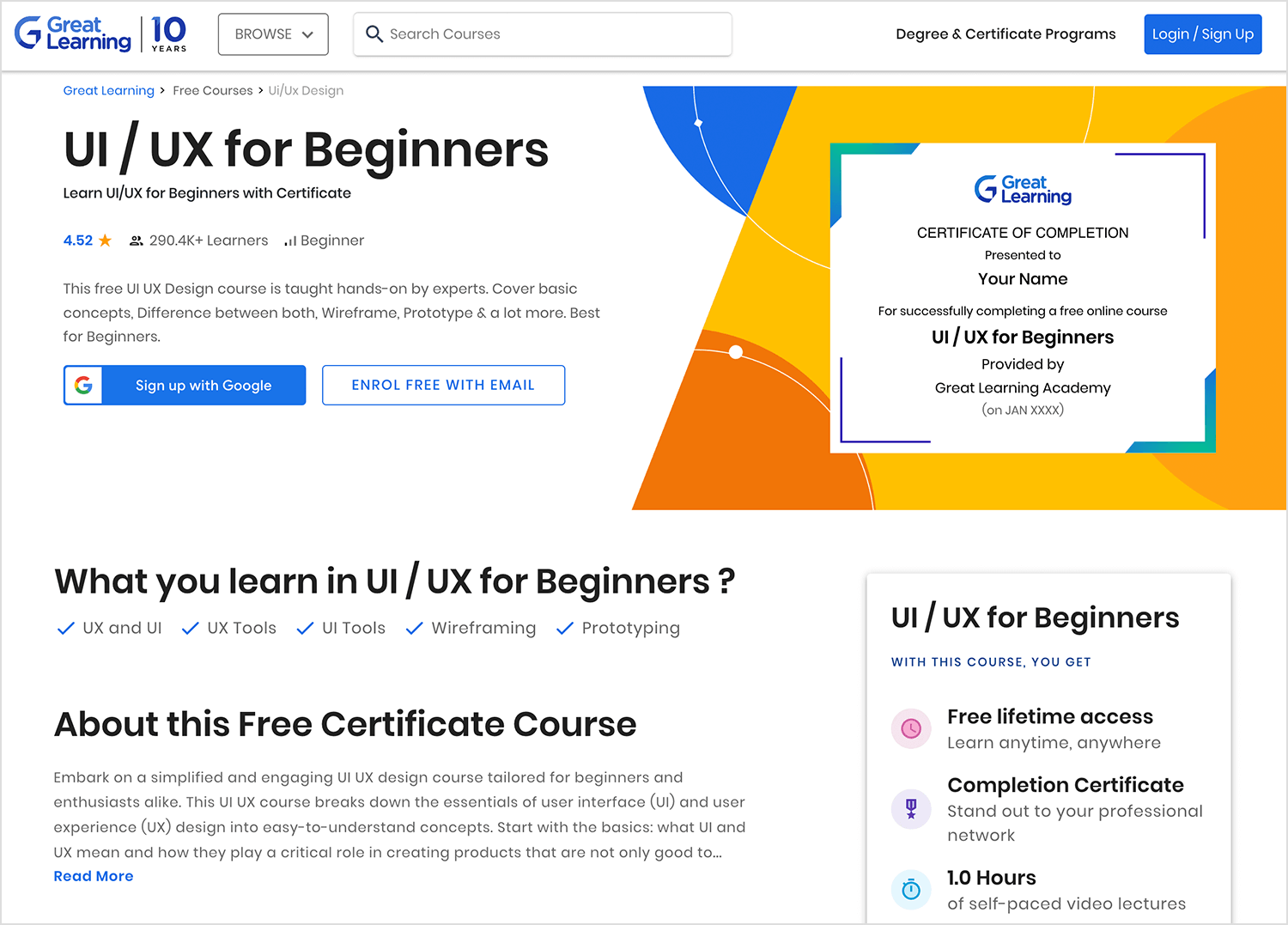 Great Learning - UI/UX for Beginners course