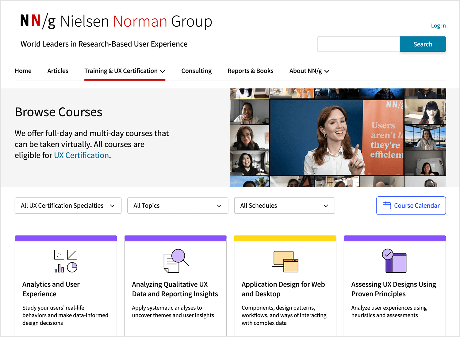 Nielsen Norman Group's UX certification course offerings