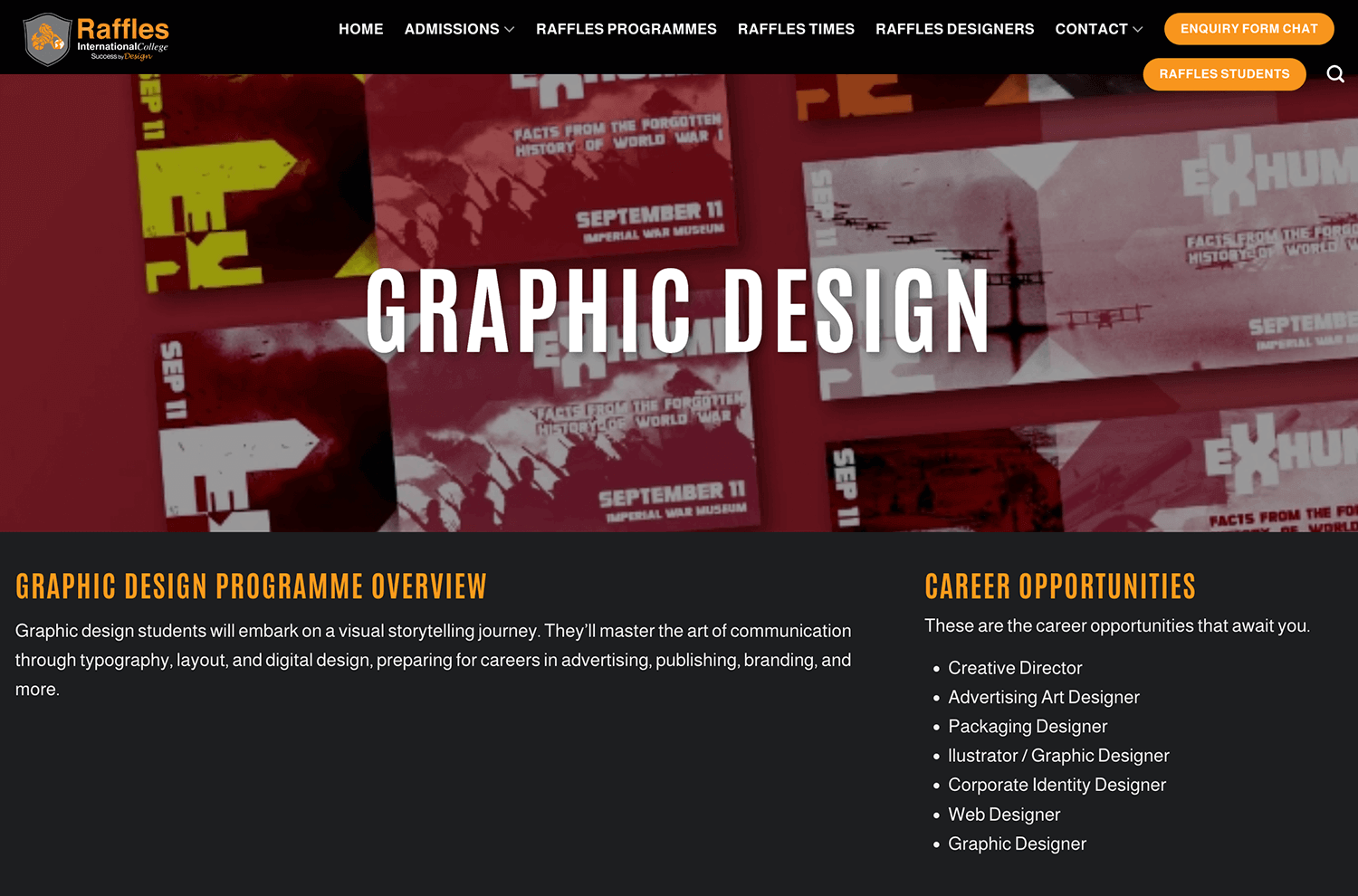 Graphic design program at Raffles International College