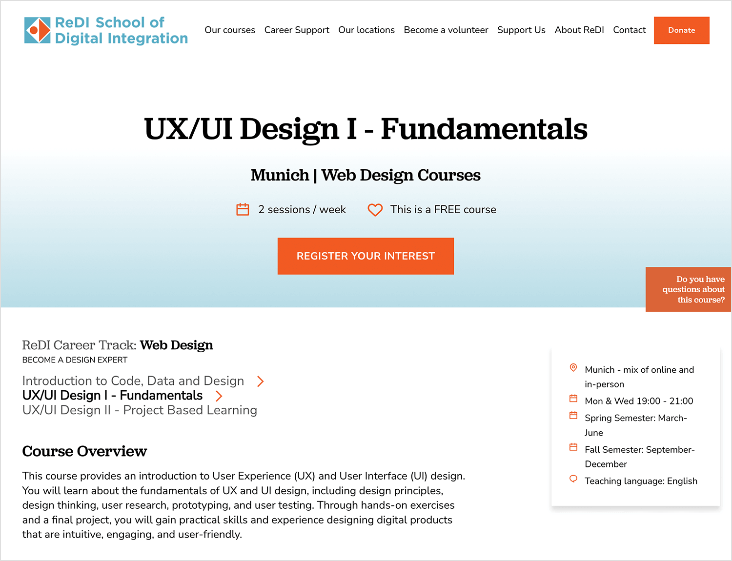 Introductory UX/UI design course from ReDI School in Munich