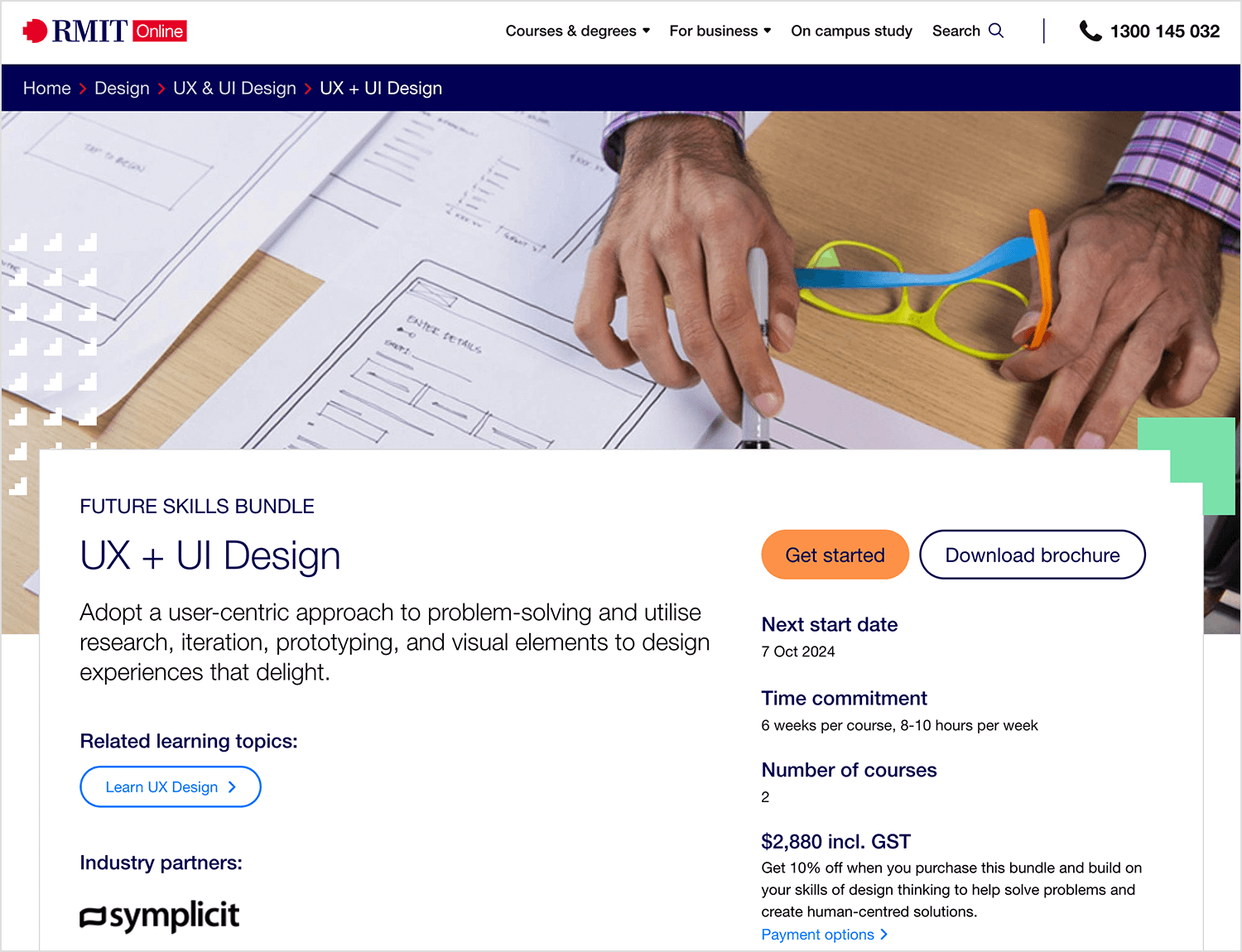 RMIT UX/UI Design Course page