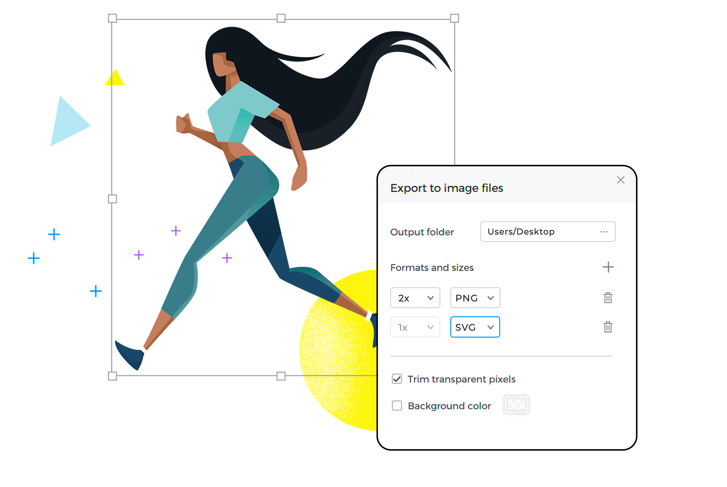 Anzeigen des Exports von Symbolen und Assets innerhalb des Design-Tools von Justinmind  