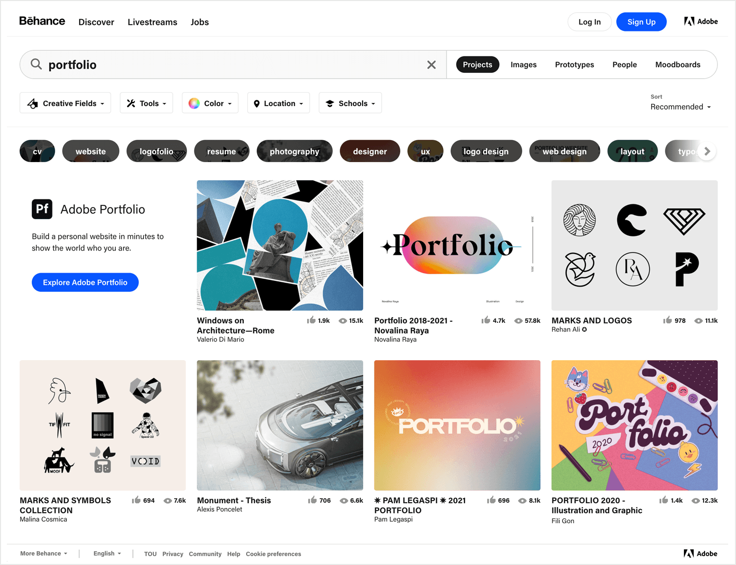 behance as free platform for ux design portfolios