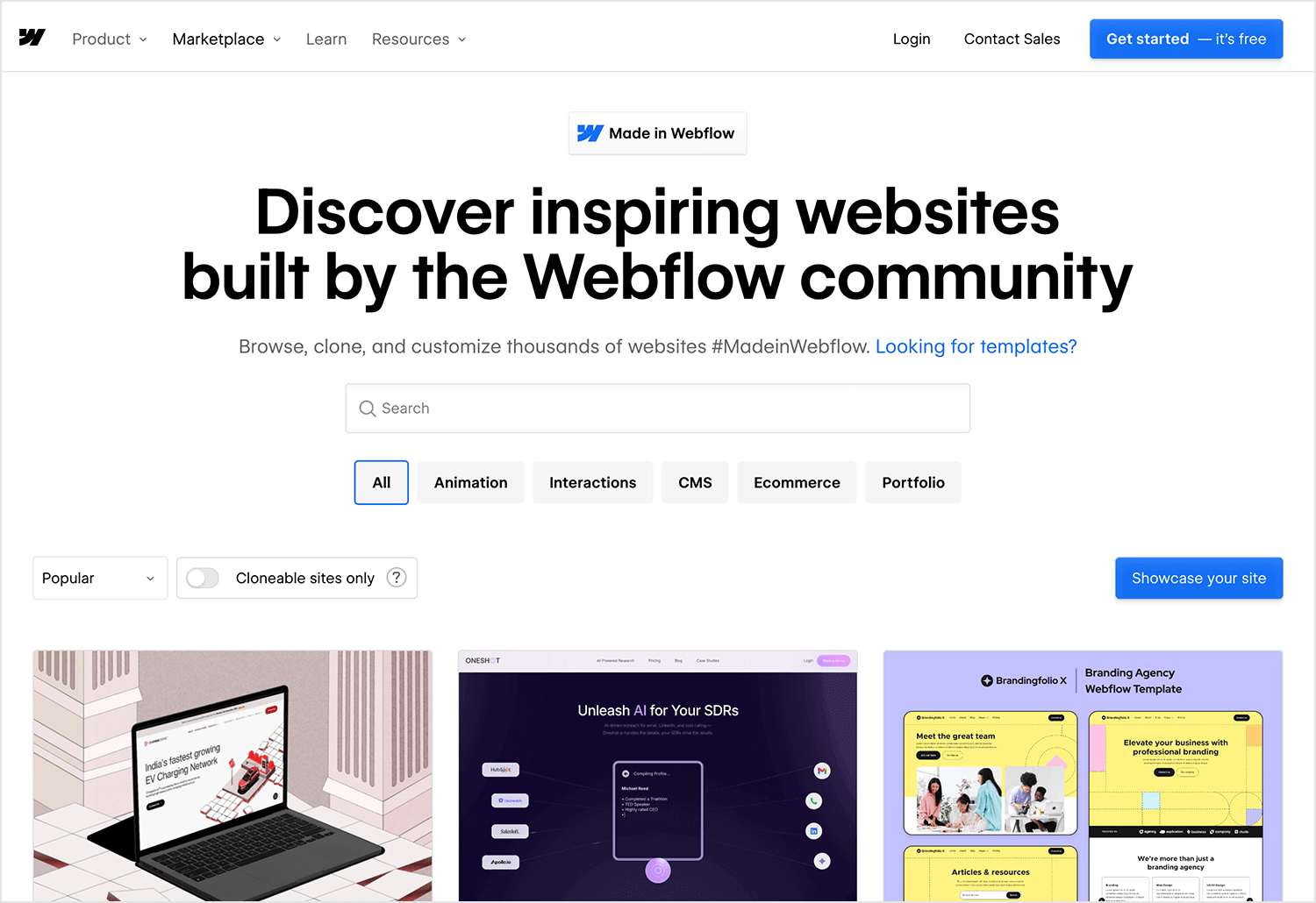 web design inspiration sites webflow