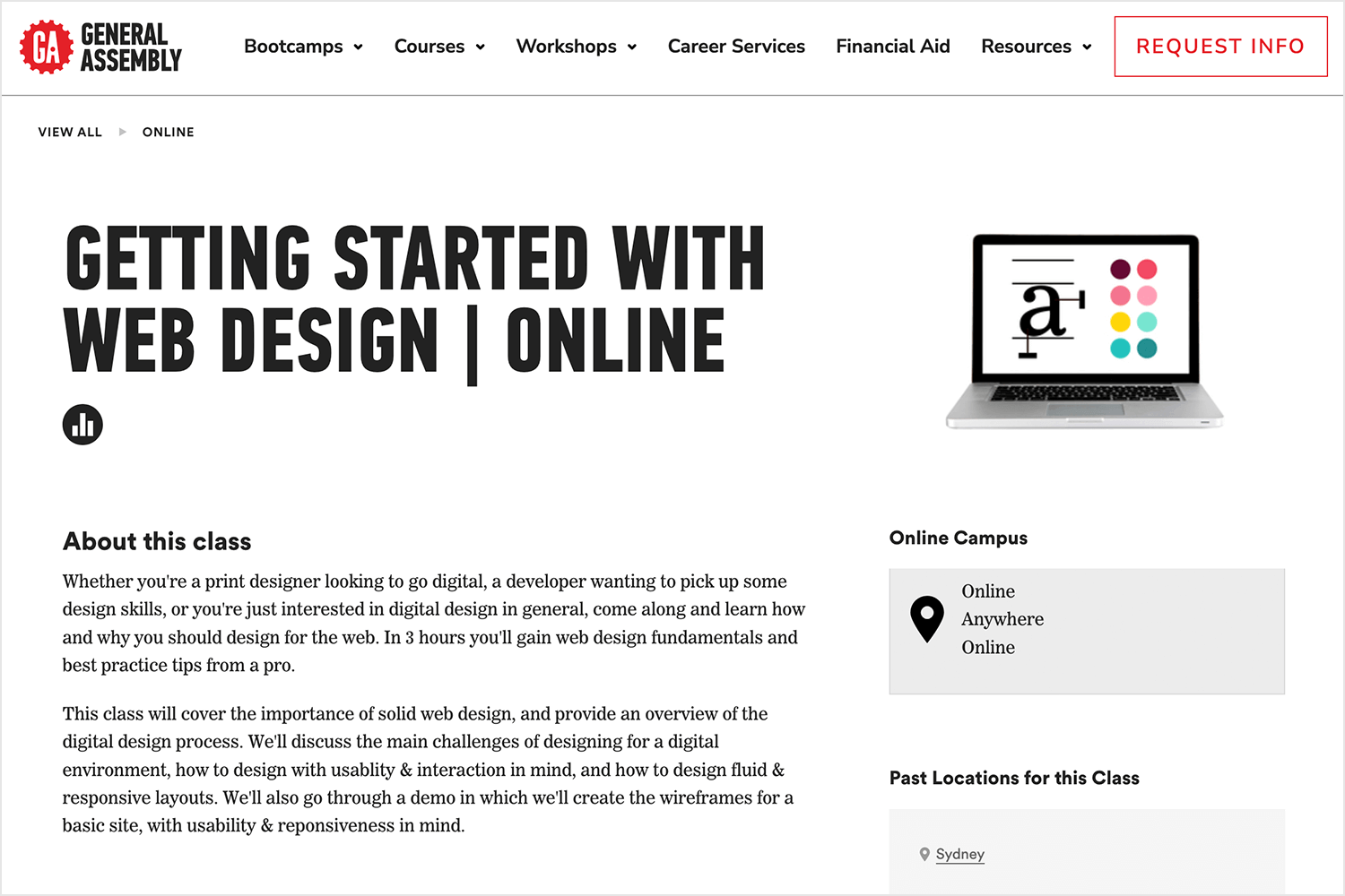 General Assembly's online course for getting started with web design, covering fundamentals and best practices