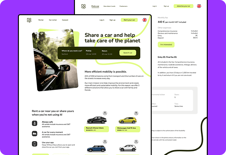 car rental website template