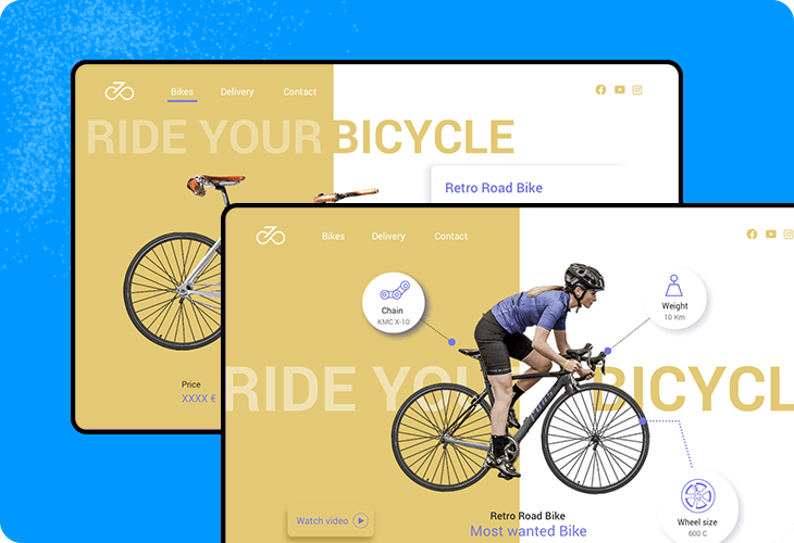 mobile app template of custom bikes store