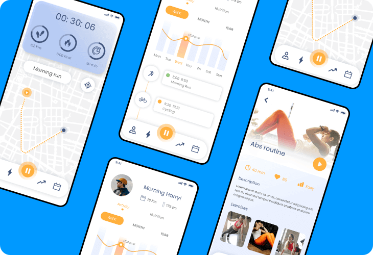 mobile app of fitness and exercise