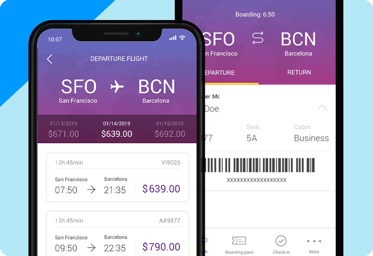 Flight booking mobile app design