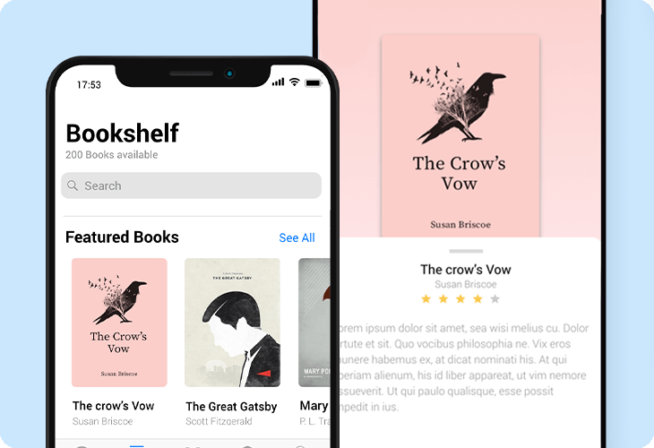 Bookshelf app prototype example