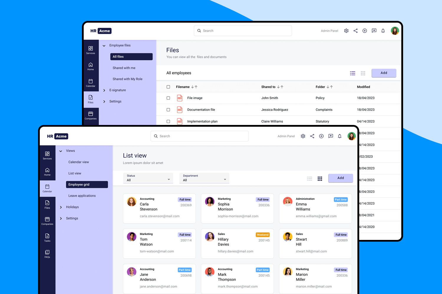 Angular HR website template from Justinmind