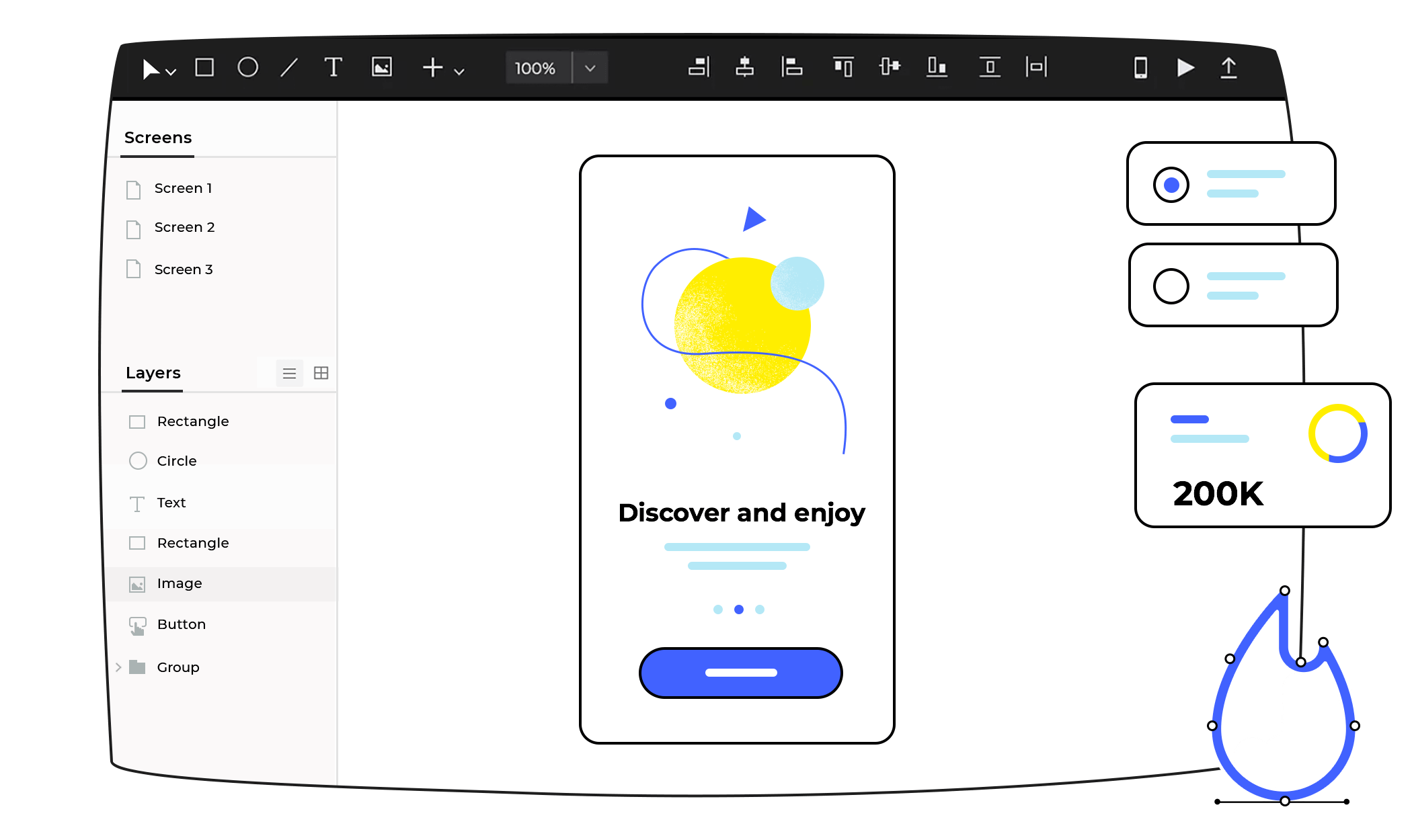 Software für das Design von mobilen Apps für Android und iOS