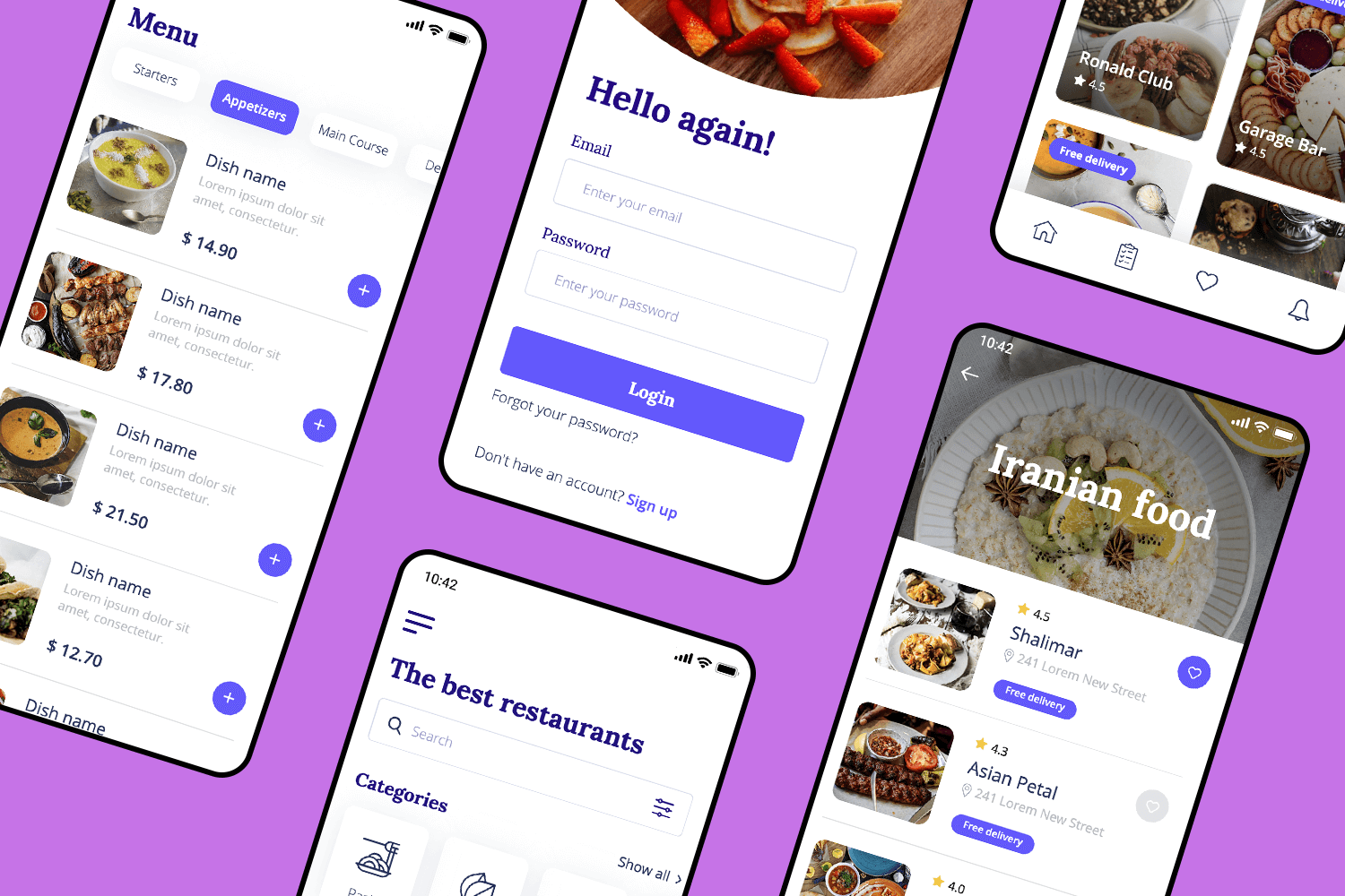 template for delivery mobile app