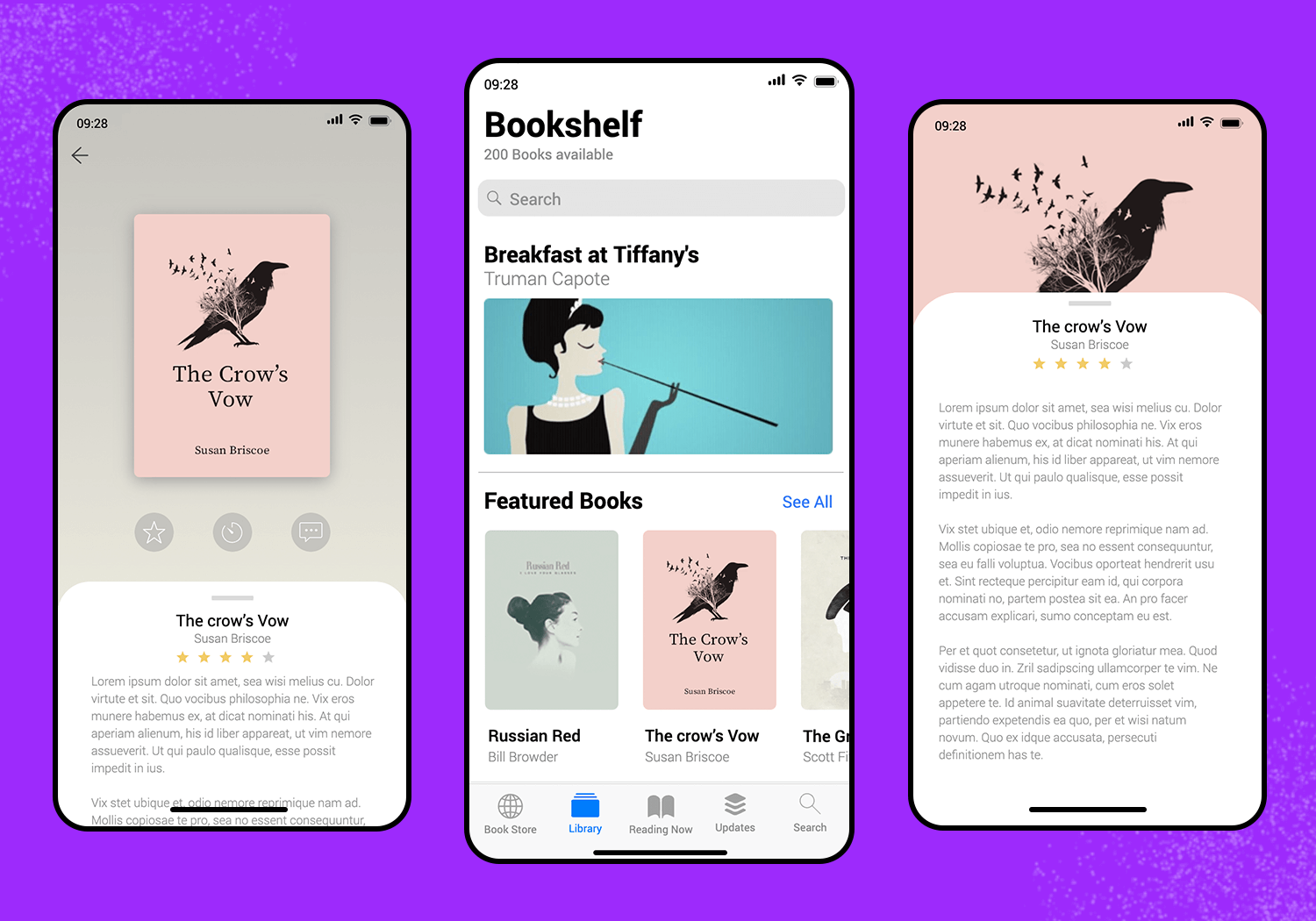Mobile template bookshelf app