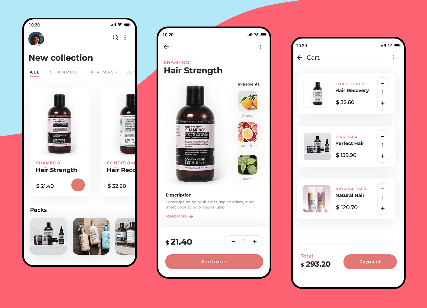 Hair care ecommerce app template