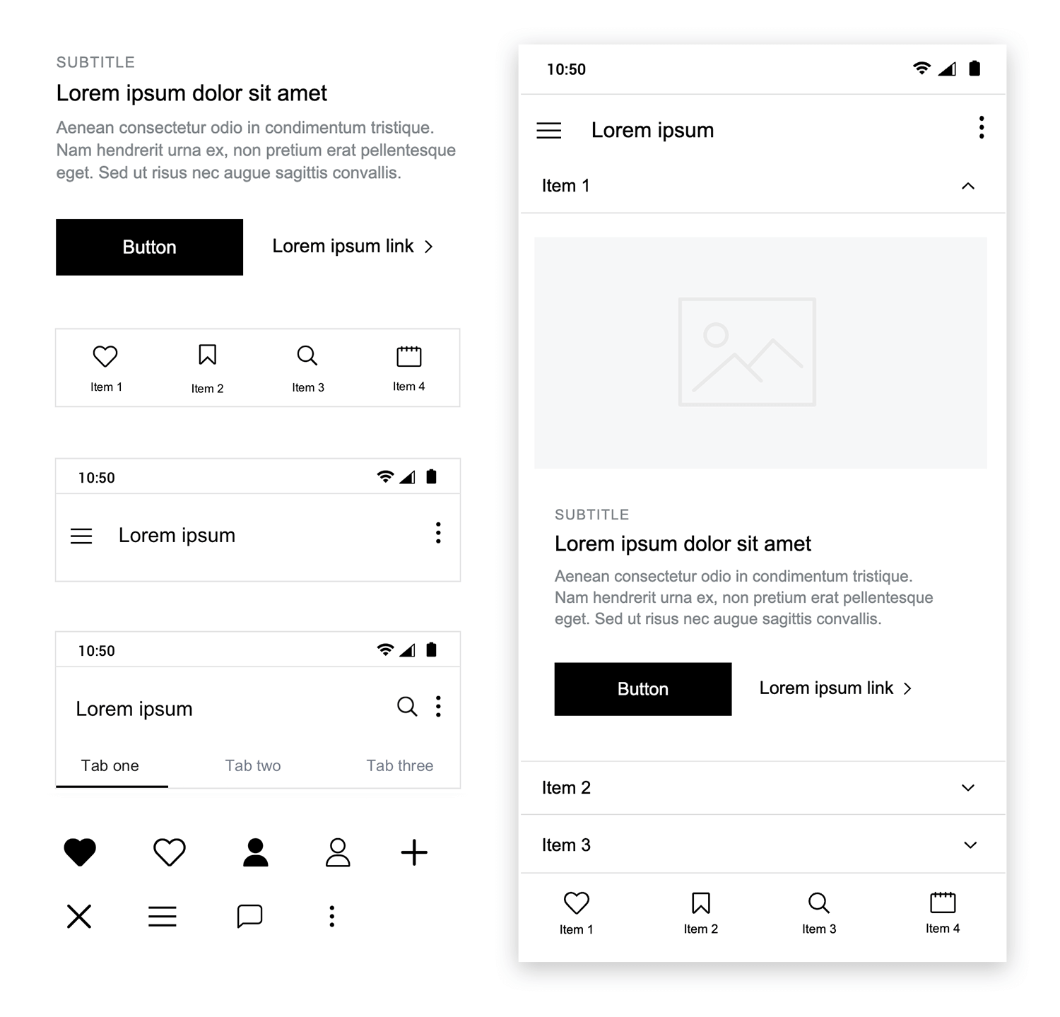 free mobile wireframing ui library examples